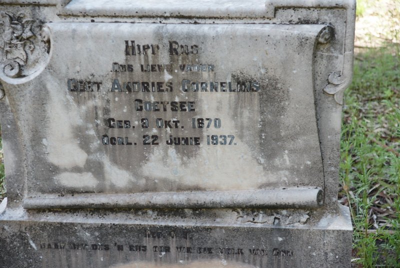 COETSEE Gert Andries Cornelius 1870-1937