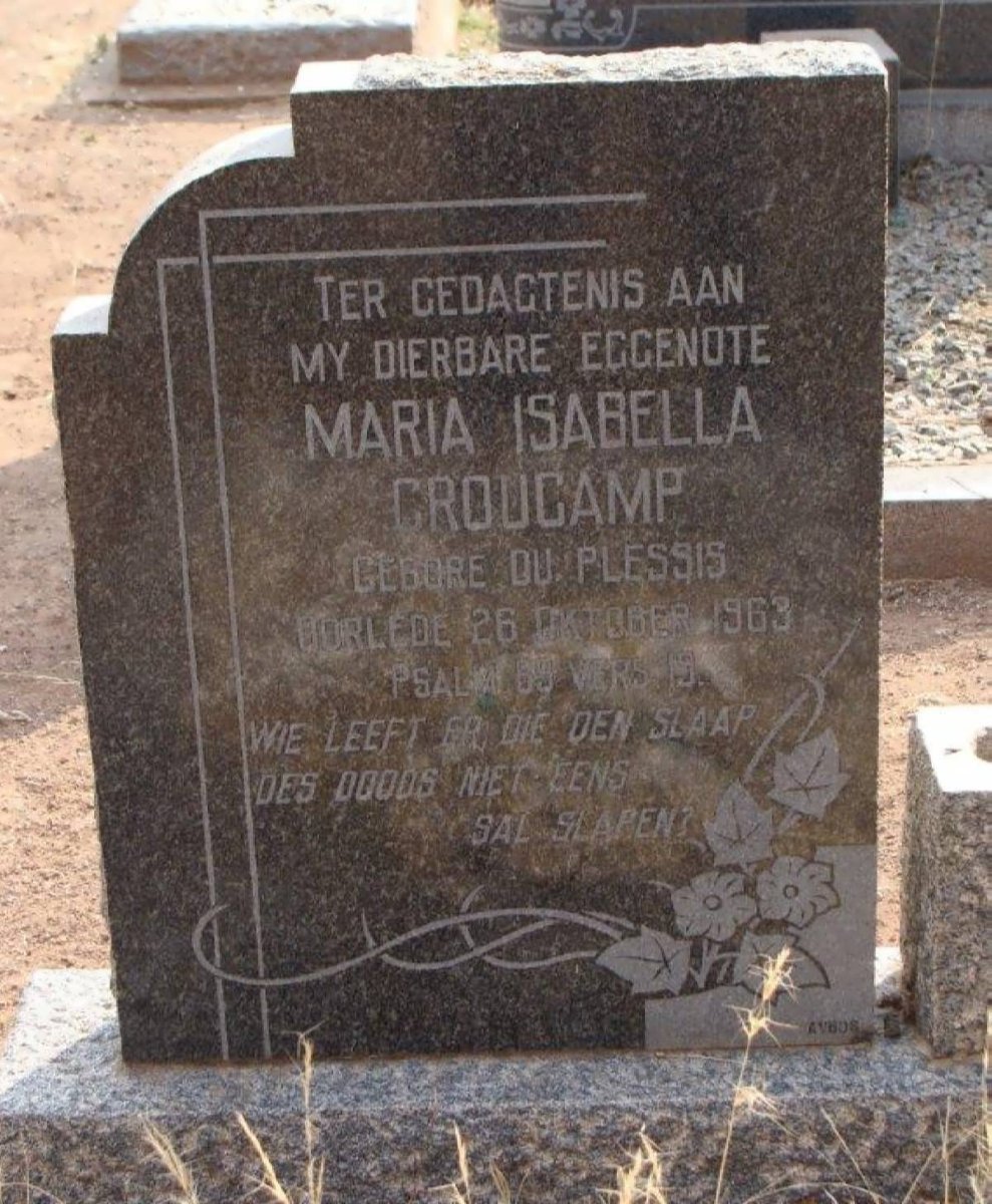 CROUKAMP Maria Isabella nee DU PLESSIS -1963