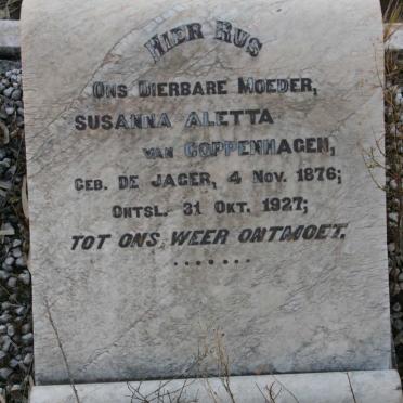 COPPENHAGEN Susanna Aletta, van nee DE JAGER 1876-1927