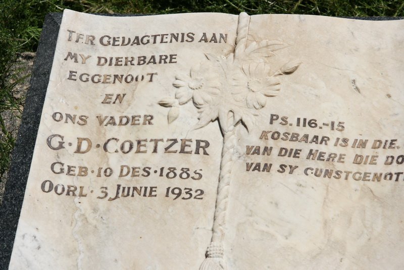 COETZER G.D. 1885-1932