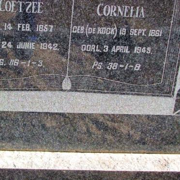 COETZEE Magdalena Catharina Cornelia nee DE KOCK 1861-1945