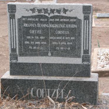 COETZEE Johannes Henning 1857-1942 &amp; Magdalena Catharina Cornelia DE KOCK 1861-1945