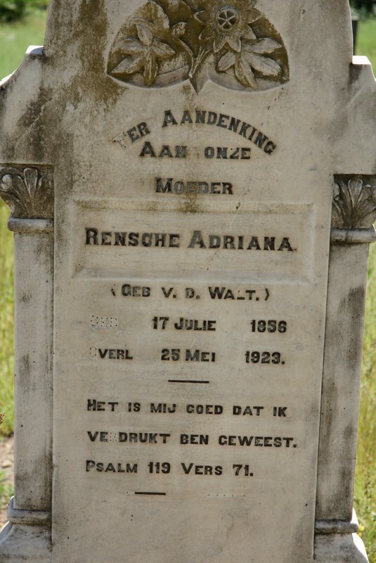 DREYER Rensche Adriana nee V.D. WALT 1856-1923