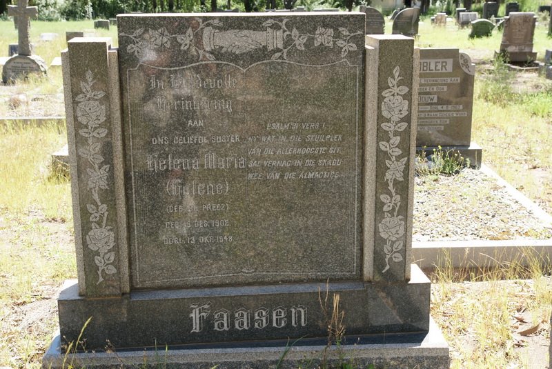 FAASEN Helena Maria nee DU PREEZ 1902-1948