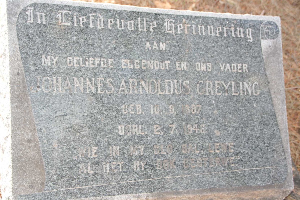GREYLING Johannes Arnoldus 1887-1946