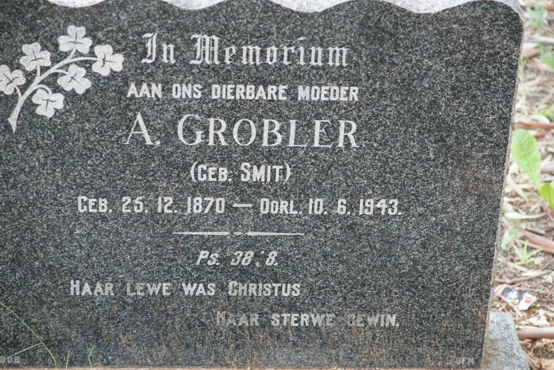 GROBLER A. nee SMIT 1870-1943