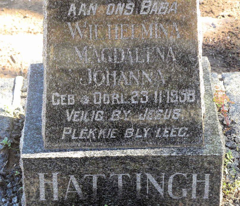 HATTINGH Wilhelmina Magdalena Johanna 1958-1958