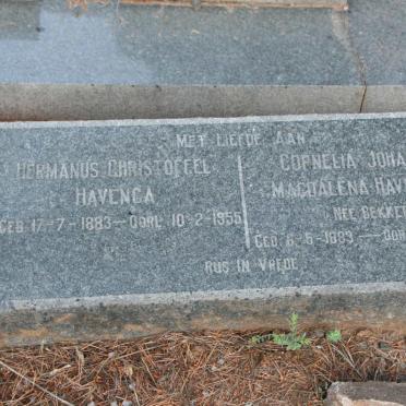 HAVENGA Hermanus Christoffel 1883-1955 &amp; Cornelia Johanna Magdalena BEKKER 1883-1952