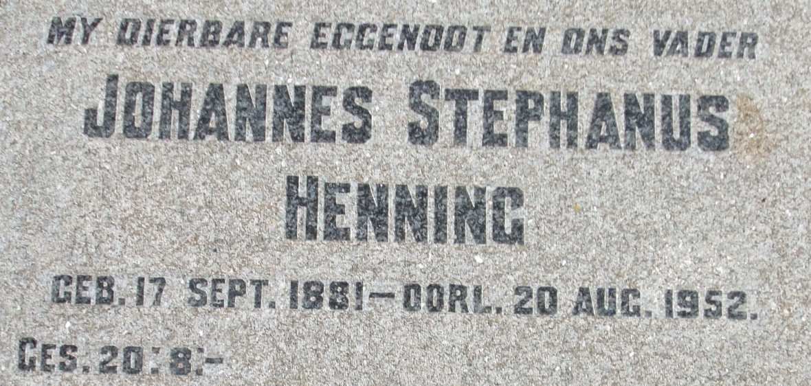 HENNING Johannes Stephanus 1881-1952