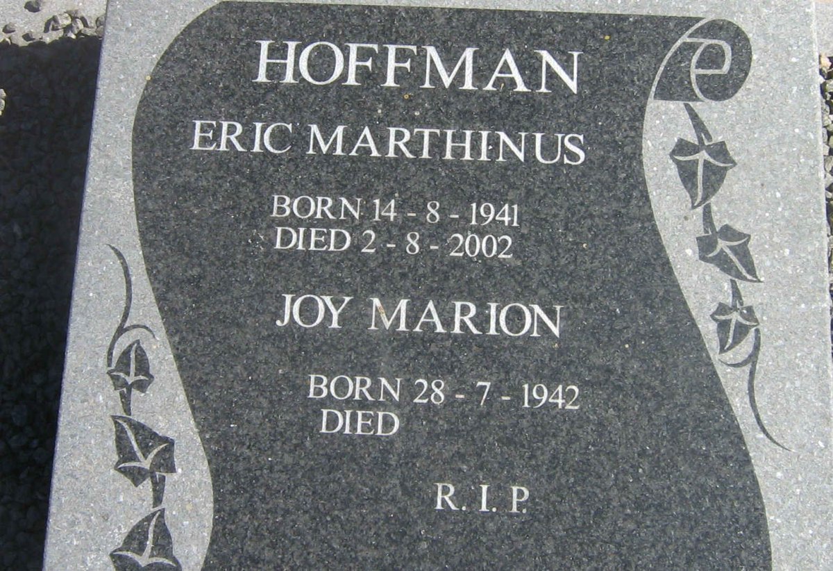 HOFFMAN Eric Marthinus 1941-2002 &amp; Joy Marion 1942-