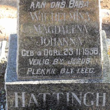 HATTINGH Wilhelmina Magdalena Johanna 1958-1958