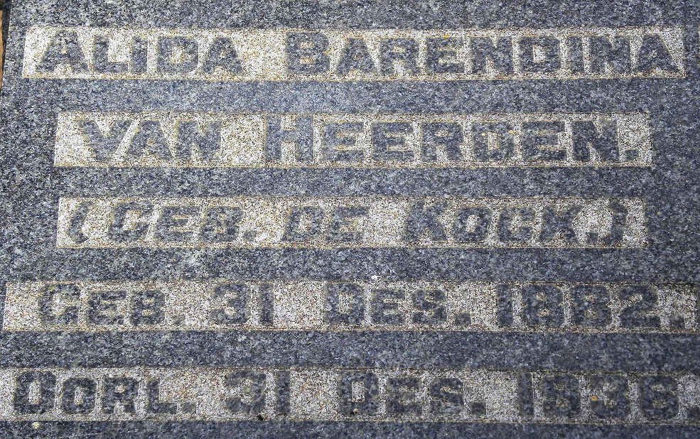 HEERDEN Alida Barendina, van nee DE KOCK 1882-1936