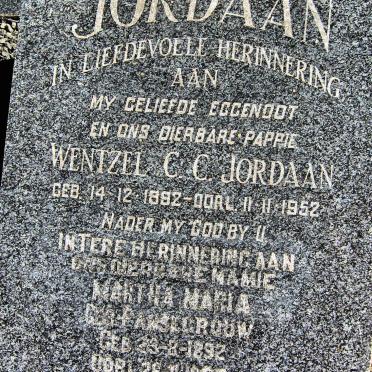 JORDAAN Wentzel C.C. 1892-1952 &amp; Martha Maria PANSEGROUW 1892-1966