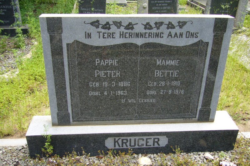 KRUGER Pieter 1886-1963 &amp; Bettie 1910-1976