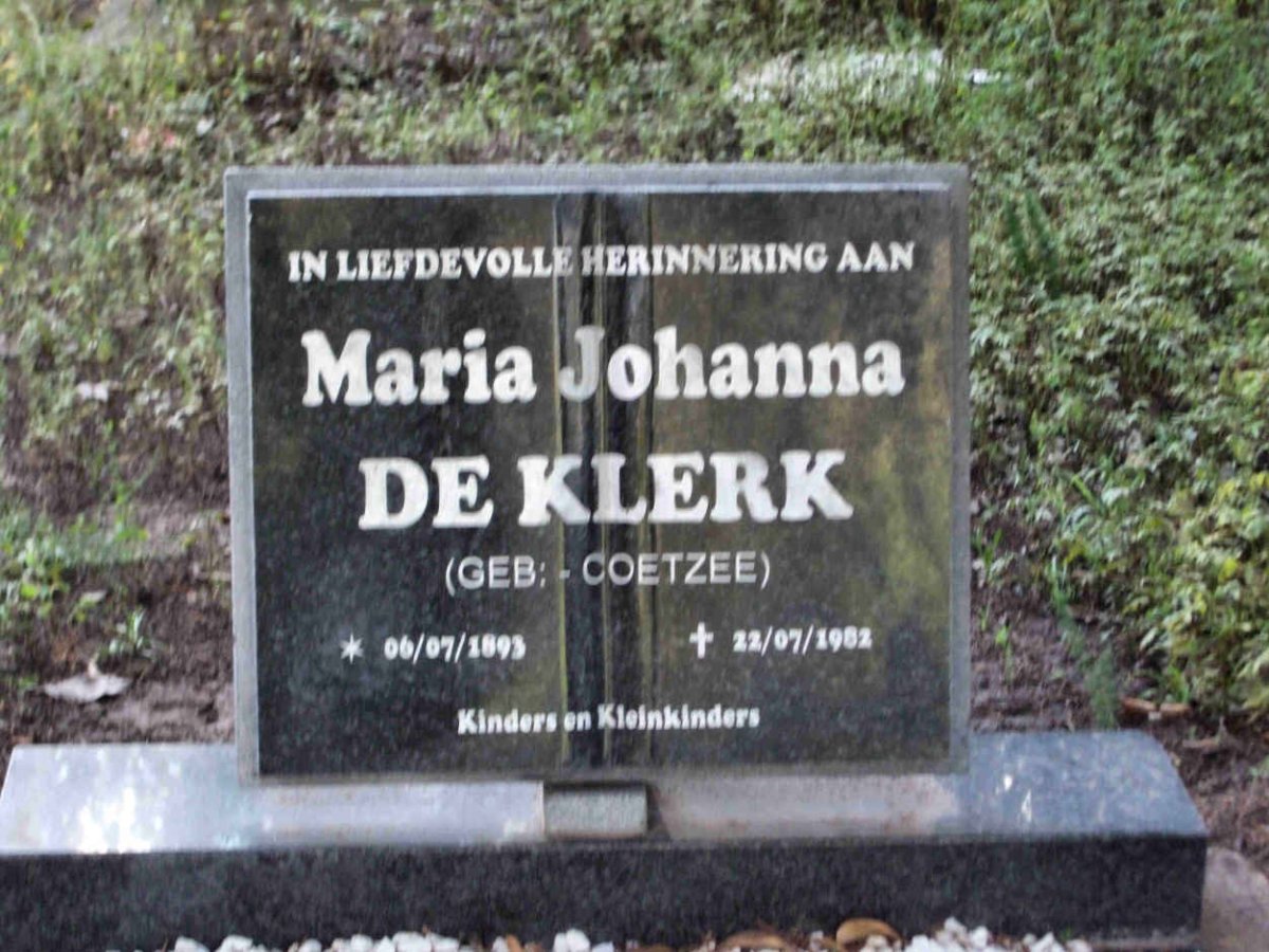 KLERK Maria Johanna, de nee COETZEE 1893-1982