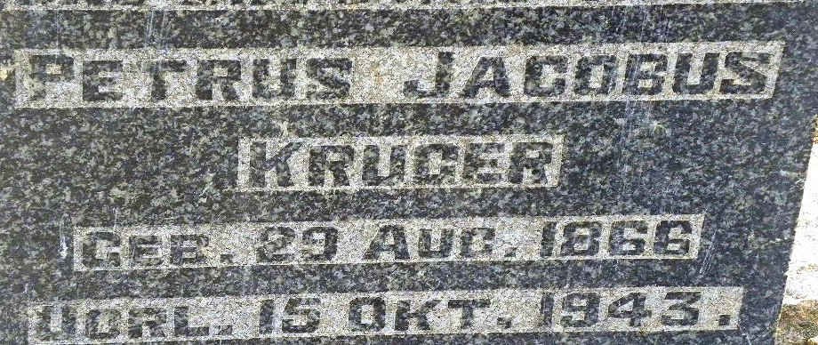 KRUGER Petrus Jacobus 1866-1943