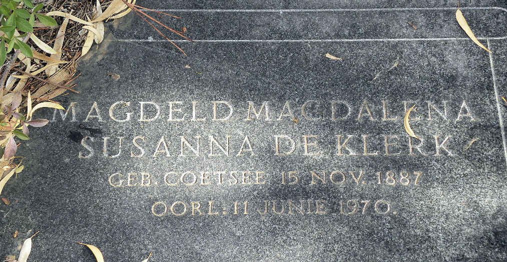 KLERK Magdeld Magdalena Susanna, de nee COETSEE 1887-1970
