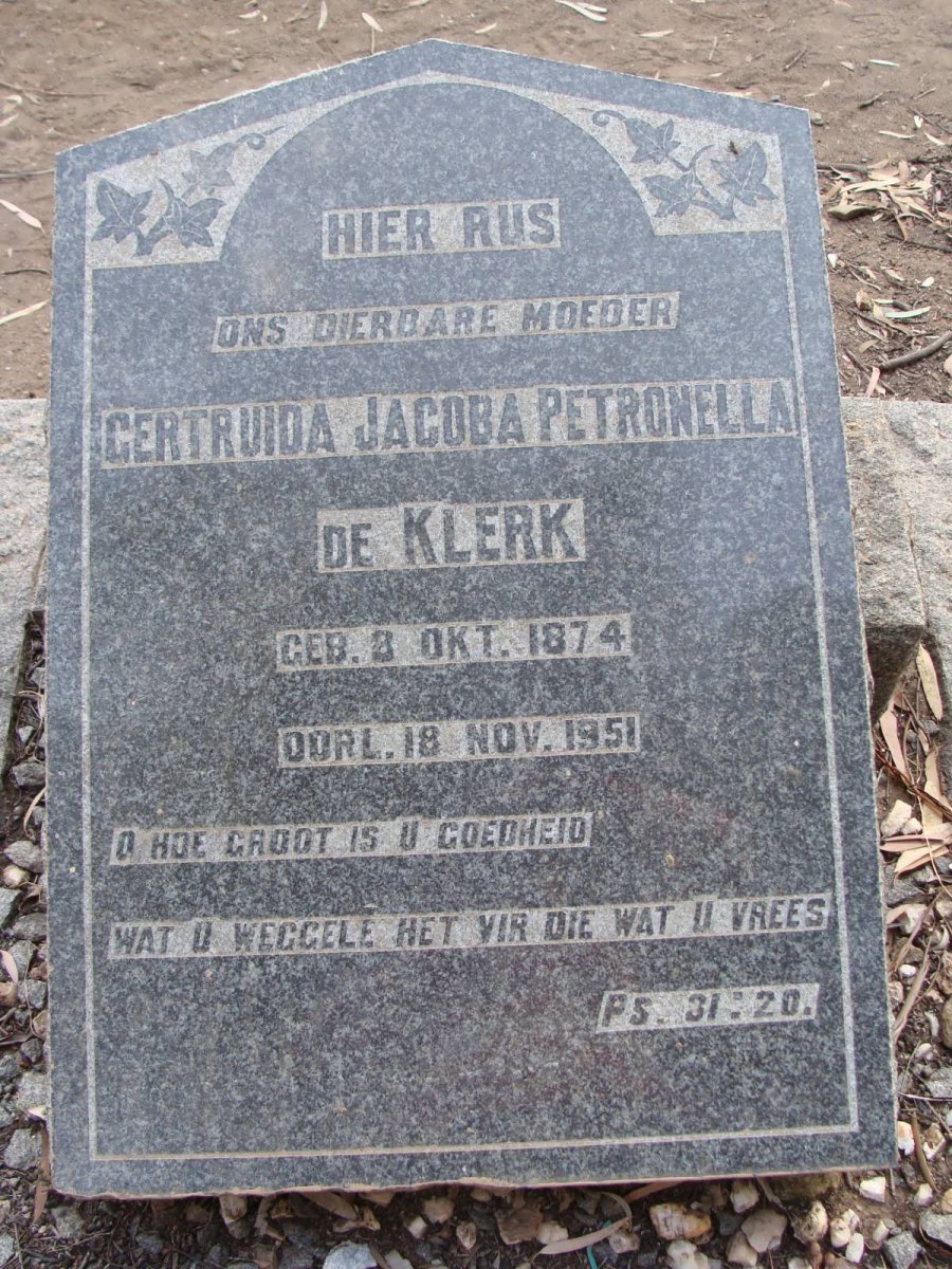 KLERK Gertruida Jacoba Petronella, de 1874-1951