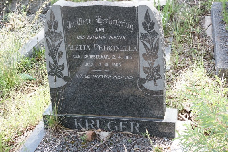 KRUGER Aletta Petronella nee GROBBELAAR 1905-1966