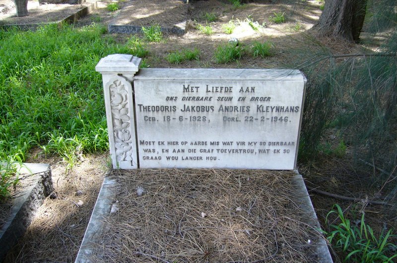 KLEYNHANS Theodoris Jakobus Andries 1928-1946