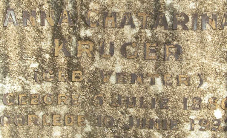 KRUGER Anna Chatarina nee VENTER 1886-1937
