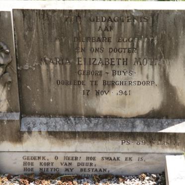 MOTLEY Maria Elizabeth nee BUYS -1941