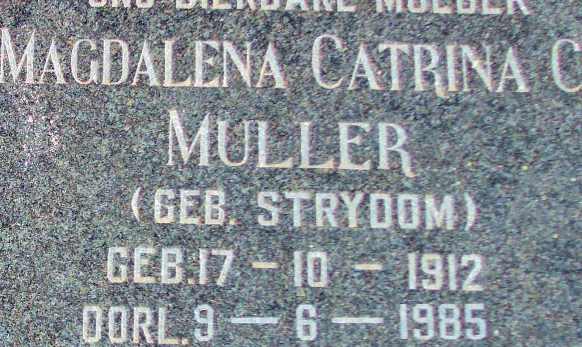 MULLER Magdalena Catrina C. nee STRYDOM 1912-1985