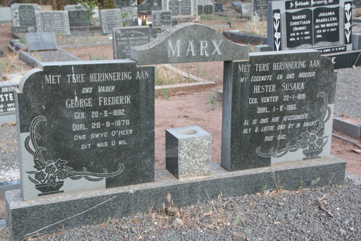 MARX George Frederik 1882-1976 & Hester Susara VENTER 1891-1966
