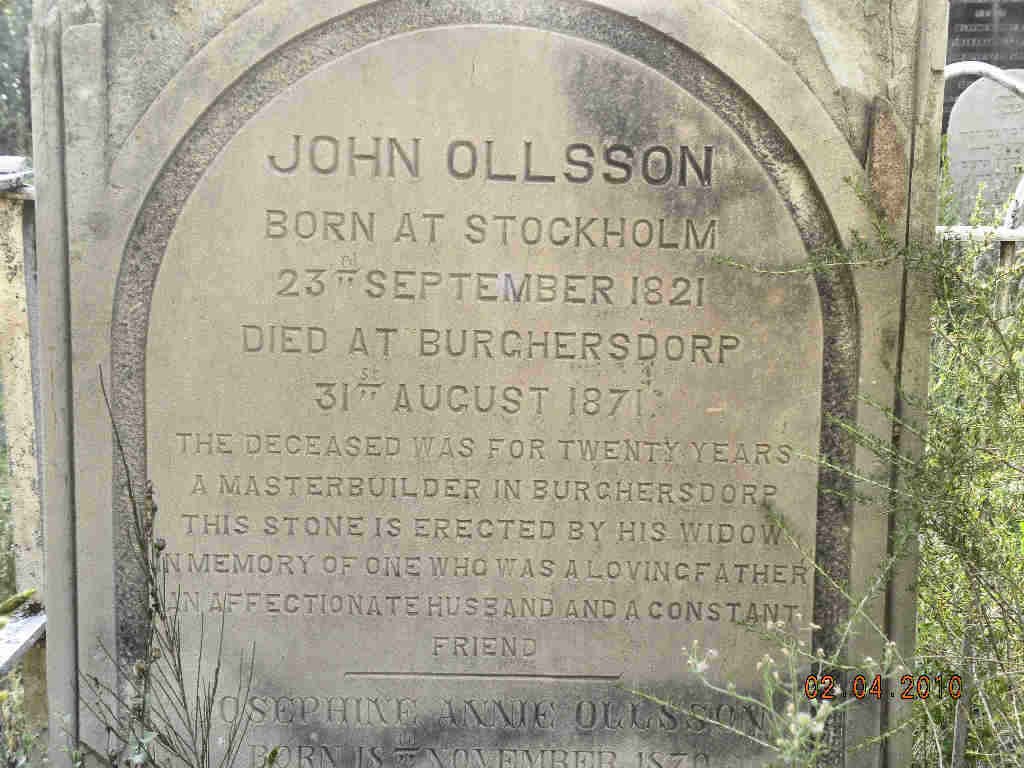 OLLSSON John 1821-1871 :: OLLSSON Josephine Annie 1870-