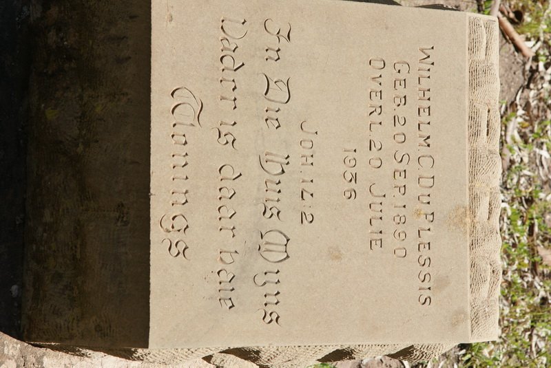 PLESSIS Wilhelm C., du 1890-1936