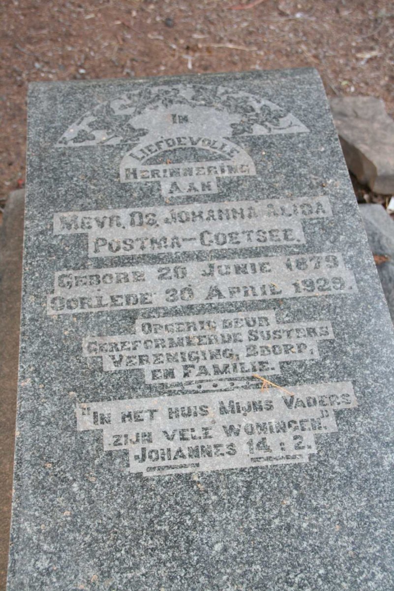 POSTMA Dirk 1877-1940 &amp; Johanna Alida COETSEE 1879-1929