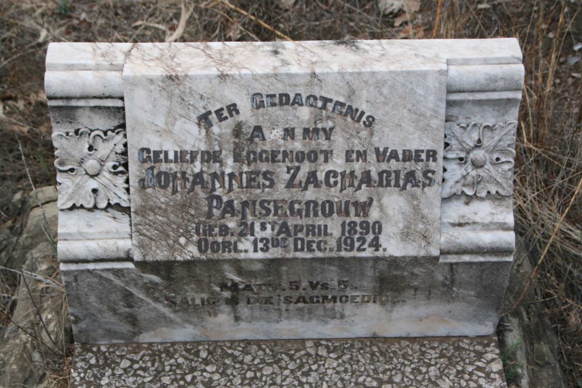 PANSEGROUW Johannes Zacharias 1890-1924