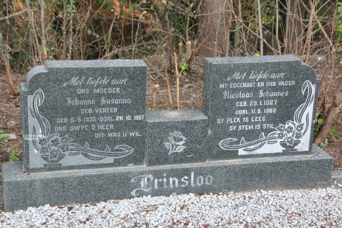 PRINSLOO Nicolaas Johannes 1927-1962 & Johanna Susanna VENTER 1935-1987