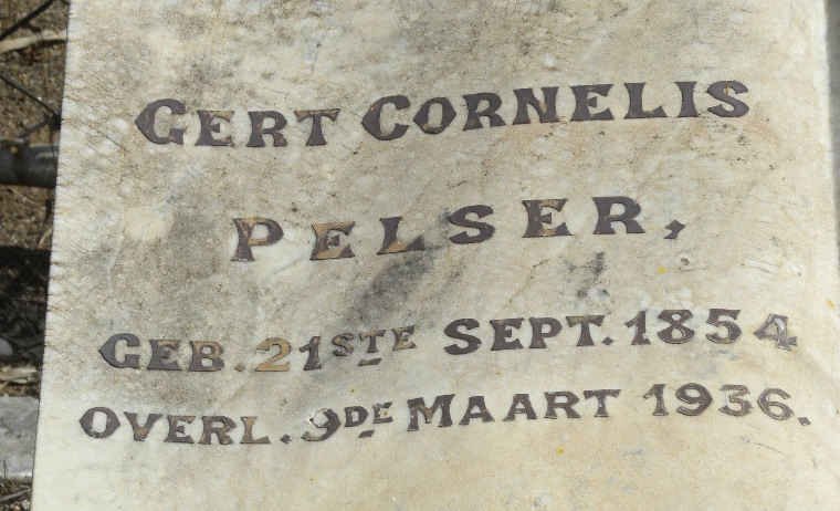 PELSER Gert Cornelis 1854-1936