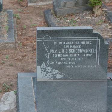 SCHOONWINKEL J.H.G. nee VAN HEERDEN 1902-1967