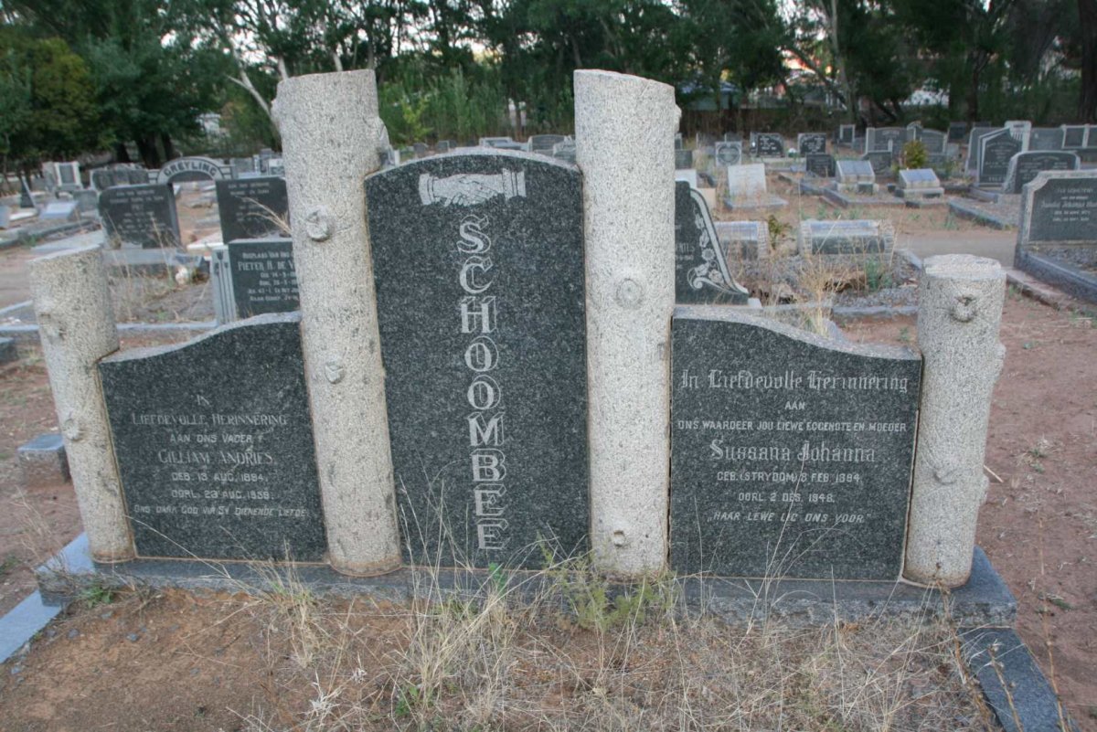 SCHOOMBEE Gilliam Andries 1894-1959 &amp; Sussana Johanna STRYDOM 1894-1948