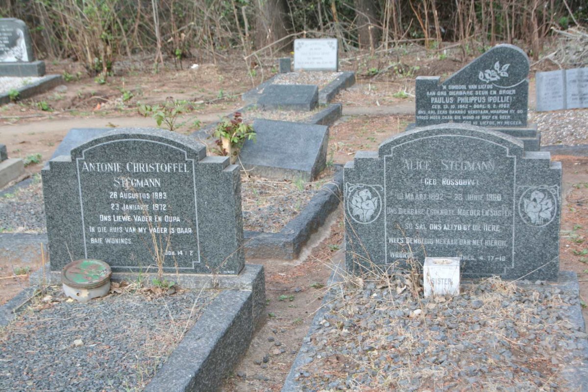 STEGMANN Antonie Christoffel 1883-1972 &amp; Alice ROSSOUW 1892-1960