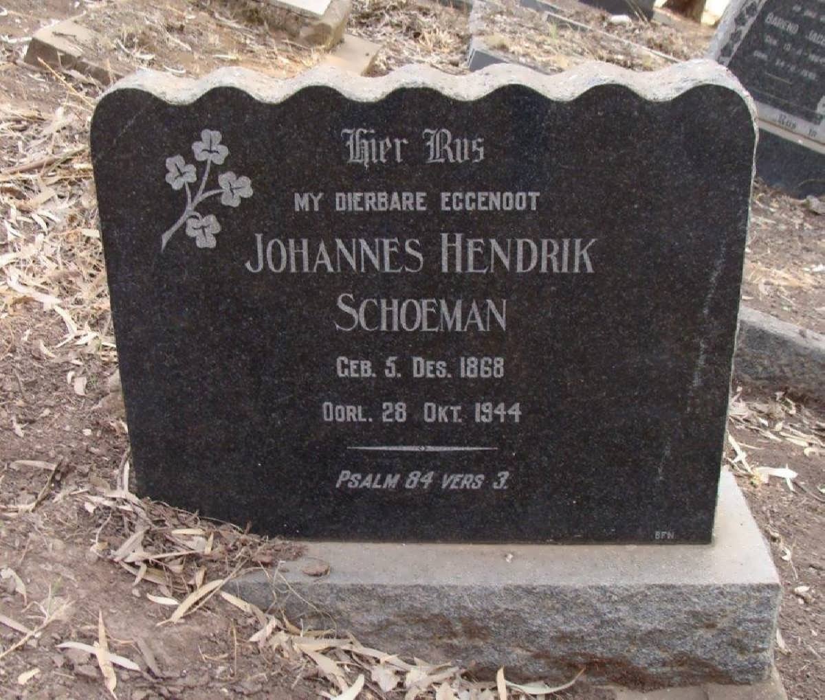 SCHOEMAN Johannes Hendrik 1868-1944