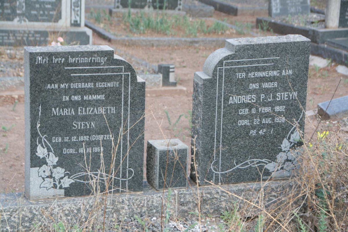 STEYN Andries P.J. 1882-1958 &amp; Maria Elizabeth COETZEE 1892-1954