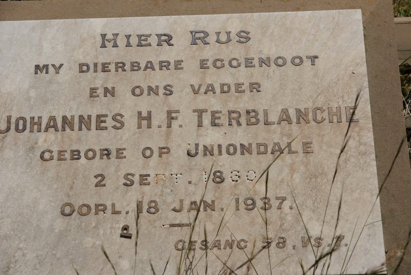 TERBLANCHE Johannes H.F. 1860-1937
