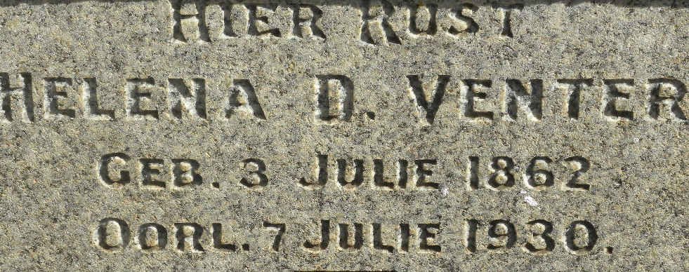 VENTER Helena D. 1862-1930