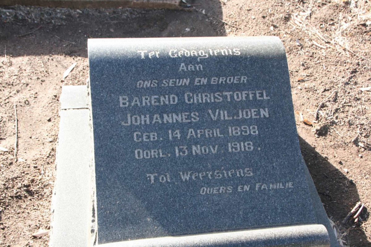 VILJOEN Barend Christoffel Johannes 1898-1918