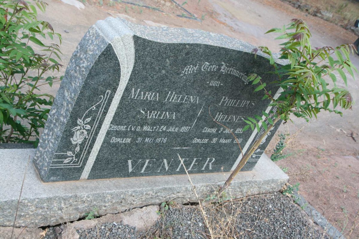 VENTER Phillipus Helenes 1895-1950 &amp; Maria Helena Sarlina V.D. WALT 1897-1978