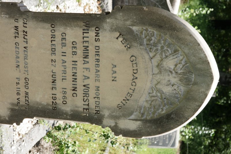 VORSTER Willemina F.A. nee HENNING 1860-1929