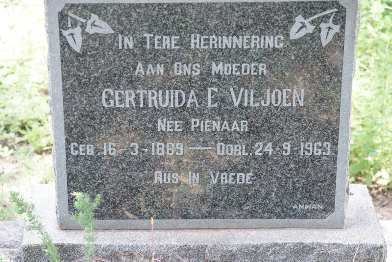 VILJOEN Gertruida E. nee PIENAAR 1889-1963
