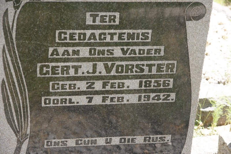 VORSTER Gert J. 1856-1942