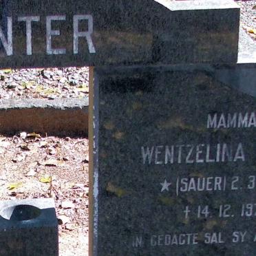 VENTER Wentzelina Maria nee SAUER 1904-1975