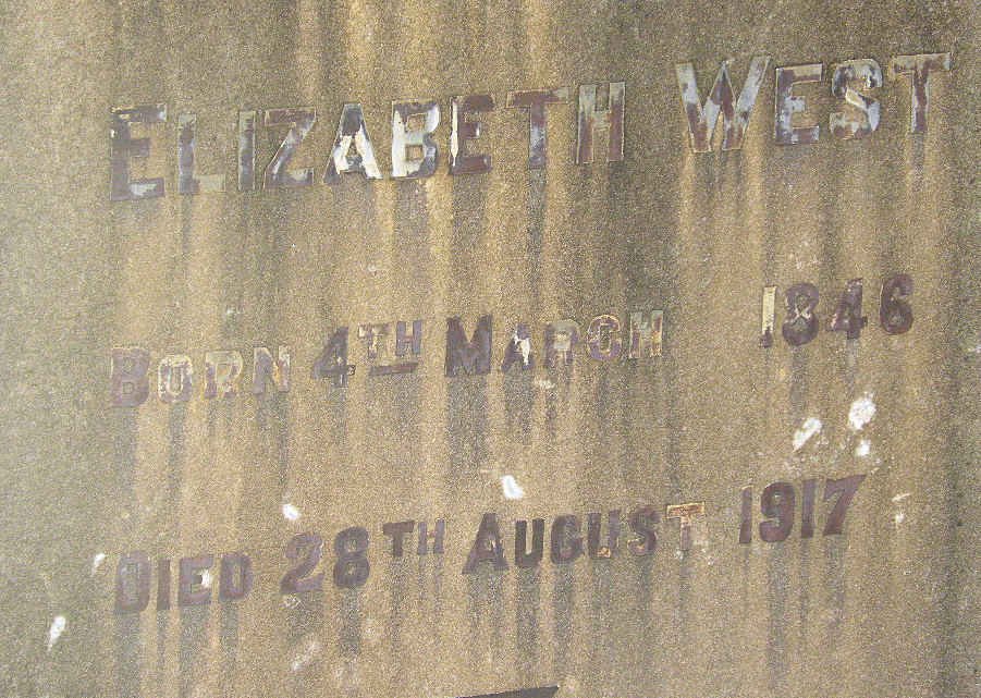 WEST Elizabeth 1846-1917