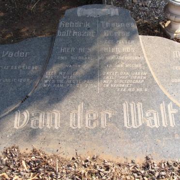 WALT Hendrik Balthazar, van der 1880-1962 &amp; Theunes Gertse neé PELSER 1878-1948