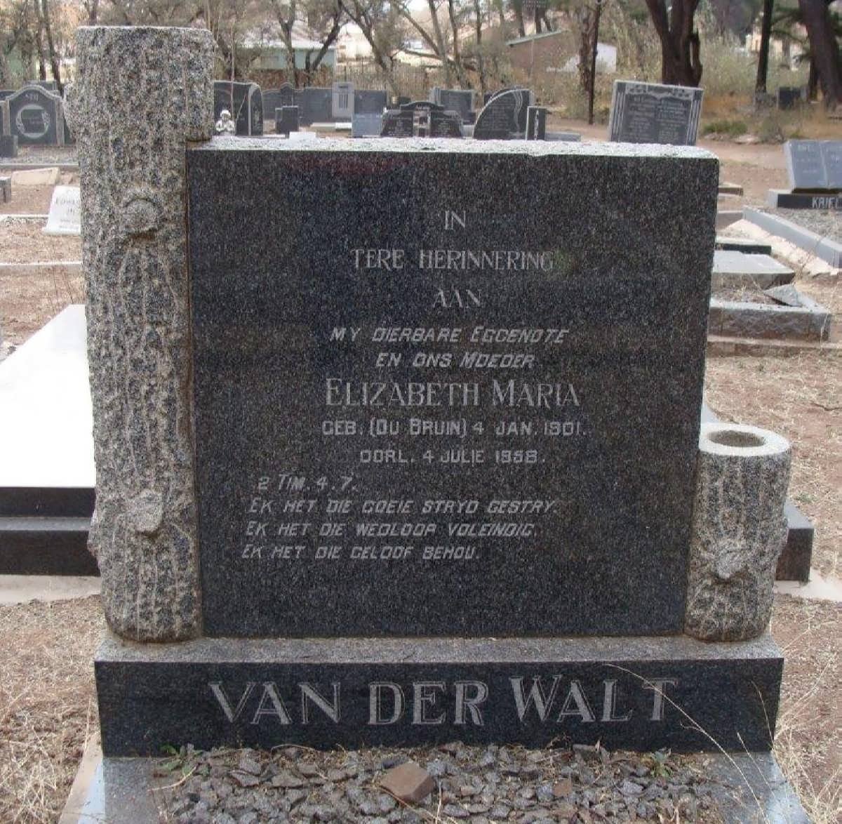 WALT Elizabeth Maria, van der nee DU BRUIN 1901-1958